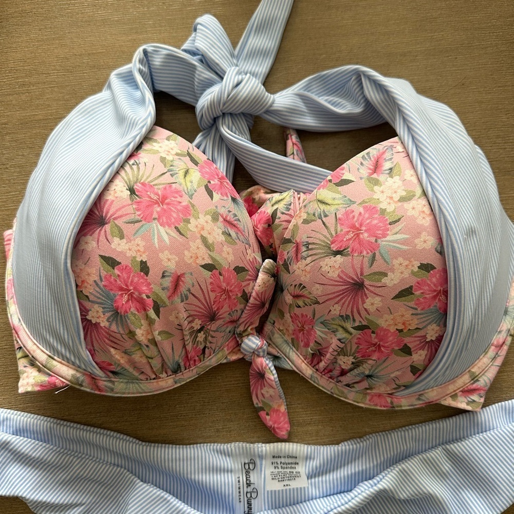 Beach Bunny Floral Pink and Blue push-up top and Sidney tango Bikini set xxl - Picture 2 of 10